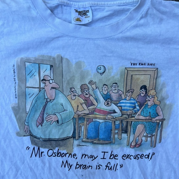 Vintage 1986 US MADE My Brain is Full Mr.‎ Osborne Graphic Tee Men’s L Far Side - Picture 1 of 11
